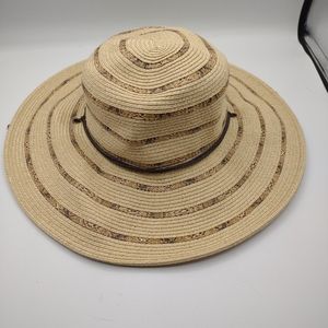 Woman's Sun N Sand Beach Floppy Hat Foldable Poly Braid Faux Snakeskin UPF 50+